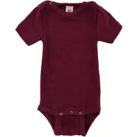 Engel - Baby Bodysuit Short Sleeve with Press Studs on Shoulder - Ropa interior merino size 74/80, morado