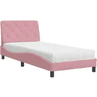 Syfax Cama con colchón terciopelo rosa 90x190 cm