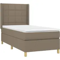 Syfax Cama box spring con colchón tela gris taupe 100x200 cm