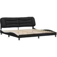Syfax Estructura de cama sin colchón Hvar cuero sintético negro blanco 200x200 cm