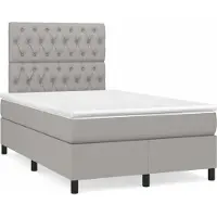 Prolenta Maison Exclusive: Base de cama con somier y colchón, color gris claro, 120x190 cm, tapizado en tela