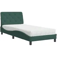 Syfax Cama con colchón terciopelo verde oscuro 90x200 cm