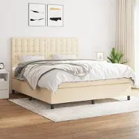 Prolenta Maison Exclusive: Base de cama con somier y colchón, color crema, 160x200 cm, tejido