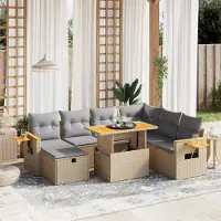 Prolenta Maison Exclusive: Juego de jardín de 8 piezas con sofá y cojines, color beige, fabricado en ratán sintético
