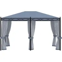 Syfax Cenador con pantallas de malla acero gris antracita 3x4 m