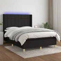 Prolenta Maison Exclusive: Base de cama con somier, colchón y luces LED, color , 140x200 cm, tapizada en tela