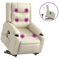 Syfax Sillón reclinable de masaje de pie cuero artificial color crema