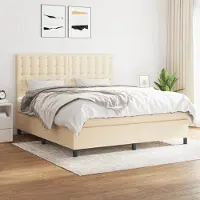 Prolenta Maison Exclusive: Base de cama con somier y colchón, color crema, 180x200 cm, tejido