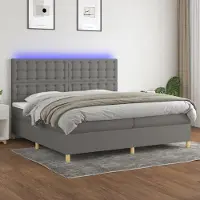 Prolenta Maison Exclusive: Base de cama con somier, colchón y luces LED, color gris oscuro, 200x200 cm, material: textil