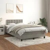 Prolenta Maison Exclusive: Base de cama con somier y colchón, color gris claro, 120 x 200 cm, tapizada en terciopelo