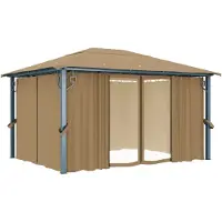 Syfax Cenador con cortina gris taupe aluminio 400x300 cm