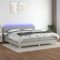 Prolenta Maison Exclusive: Base de cama con somier, colchón y luz LED, color gris claro, 200x200 cm, material: textil
