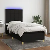 Prolenta Maison Exclusive: Base de cama con somier y colchón, con iluminación LED, color , 100x200 cm, tapizada en tela