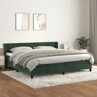 Prolenta Maison Exclusive: Base de cama con somier y colchón, color verde oscuro, 200x200 cm, tapizada en terciopelo
