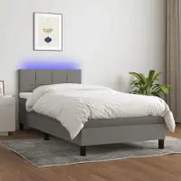 Prolenta Maison Exclusive: Base de cama con somier, colchón y luces LED, color gris oscuro, 100x200 cm, material: textil