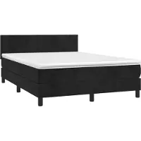 Syfax Cama box spring con colchón terciopelo negro 140x190 cm