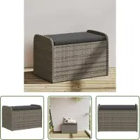 The Living Store Banco Living Store con espacio de almacenamiento y cojín, color gris, 80x51x52 cm, fabricado en polirratán