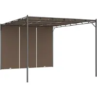 Syfax Cenador de jardín con cortina lateral gris taupe 4x3x2,25 m