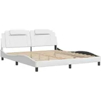 Syfax Estructura de cama Viana sin colchón cuero sintético blanco 180x200cm