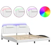 Syfax Estructura de cama Viana con LED sin colchón blanco 200x200 cm