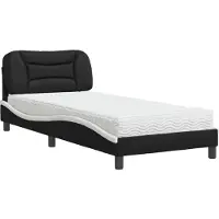Syfax Cama con colchón Hvar cuero sintético negro y blanco 90x190 cm