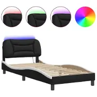 Syfax Estructura de cama con LED sin colchón Hvar negro blanco 90x200 cm