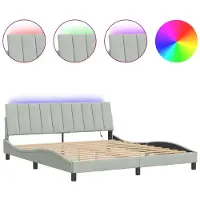 Syfax Estructura de cama con LED sin colchón Hanko terciopelo gris claro 180x200 cm