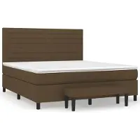 Syfax Cama box spring con colchón tela marrón oscuro 180x200 cm
