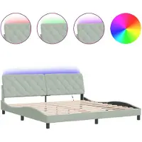 Syfax Estructura de cama con LED sin colchón terciopelo gris claro 200x200 cm