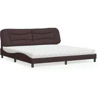 Syfax Cama con colchón Hvar tela marrón oscuro 200x200 cm