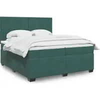 Prolenta Maison Exclusive: Base de cama con somier y colchón, color verde oscuro, 200x200 cm, tapizada en terciopelo
