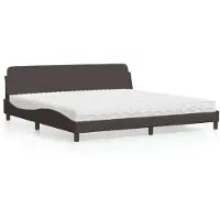 Syfax Cama con colchón Dover tela marrón oscuro 200x200 cm