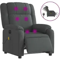 Syfax Sillón reclinable de masaje eléctrico tela gris oscuro