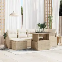 Prolenta Maison Exclusive - Juego de sofá de jardín de 7 piezas. Ratán sintético beige y crema