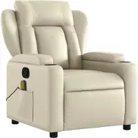 Syfax Sillón reclinable de masaje de piel sintética color crema
