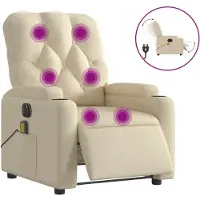 Syfax Sillón reclinable de masaje eléctrico tela color crema