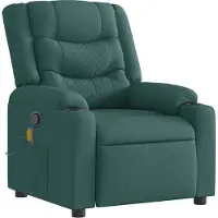 Syfax Sillón de masaje reclinable de tela verde oscuro