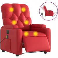 Syfax Sillón de masaje reclinable eléctrico de cuero artificial rojo