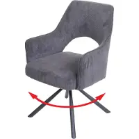 Mendler Silla de comedor HWC-K30, silla de cocina con respaldo, giratoria, con ajuste automático, tapizada en tela/textil MVG, color gris oscuro