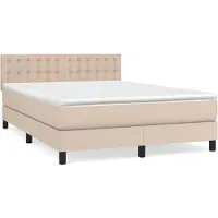 Syfax Cama box spring con colchón cuero sintético capuchino 140x190cm