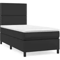 Syfax Cama box spring con colchón cuero sintético negro 100x200 cm