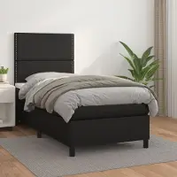 Prolenta Maison Exclusive - Base de cama con somier y colchón, color , 90x200 cm, tapizada en cuero sintético