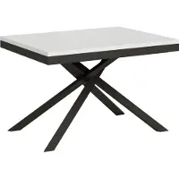 Ityhome - Mesa de tocador extensible, 120/224 x 90 cm, modelo Karida Evolution, estructura y patas en color antracita, tablero en madera de fresno blanco
