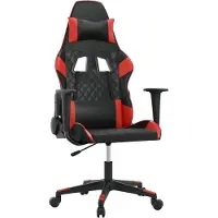 Syfax Silla gaming de masaje cuero sintético negro y rojo