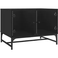 Syfax Mesa de centro con puertas de vidrio negra 68,5x50x50 cm