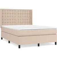 Syfax Cama box spring con colchón cuero sintético capuchino 140x190cm