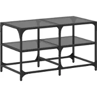 Syfax Mesa de centro superficie de vidrio acero negra 78,5x40x45 cm