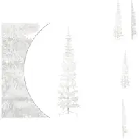 vidaXL Árbol de Navidad artificial semidecorado con base, diseño delgado, blanco, 240 cm - Árboles de Navidad