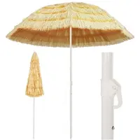 Syfax Sombrilla de playa estilo Hawaii natural 240 cm