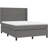Syfax Cama box spring con colchón cuero sintético gris 140x200 cm